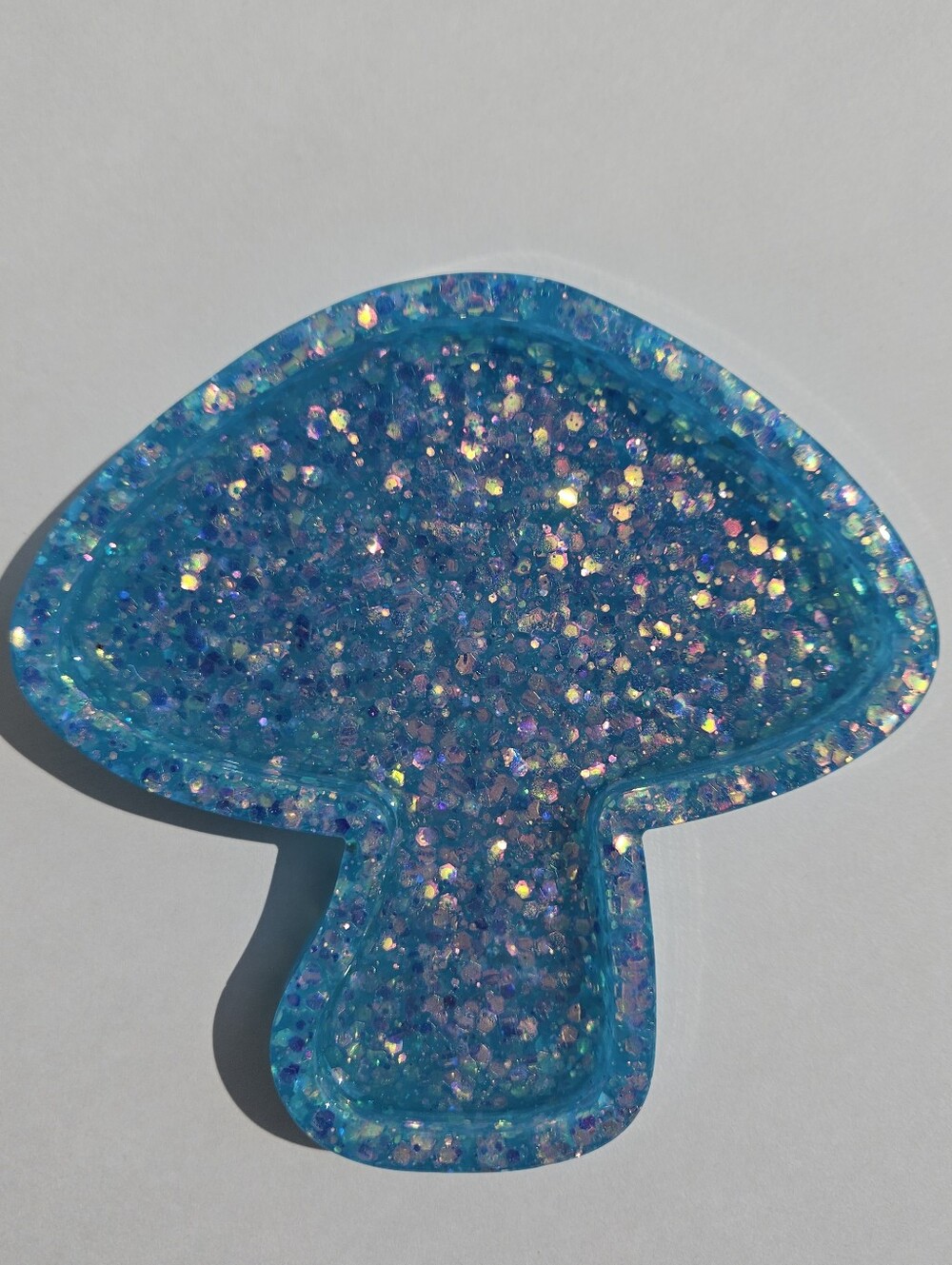 Handmade Mushroom Resin Trinket Tray Blue Glow In The Dark Fairycore Decor